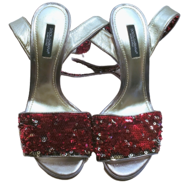 💄Red & Silver Sequin Heels - Picture 13 of 16